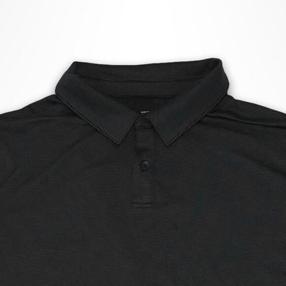 Zella Men's XL Black Micro Stripe Performance Polo Shirt - Picture 4 of 6